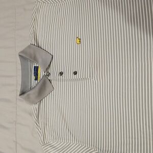 Jack Nicklaus Short Sleeve Shirt Size L  Color: White/Light Gray Stripes.